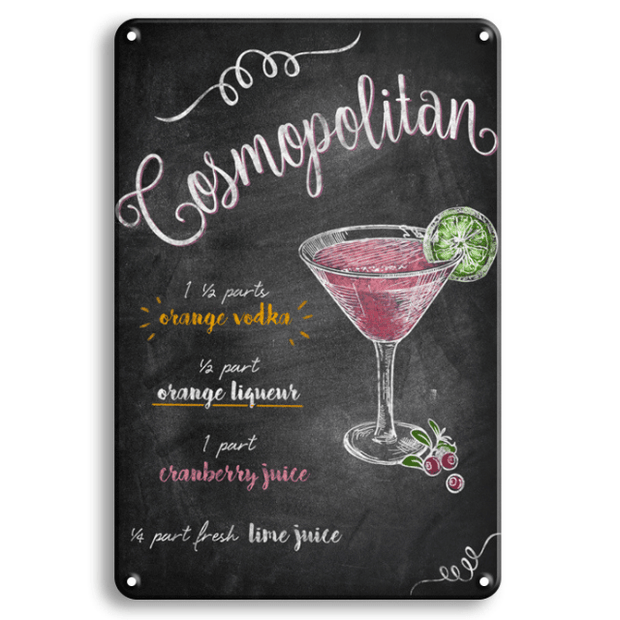 Affiches en métal de recettes de cocktails